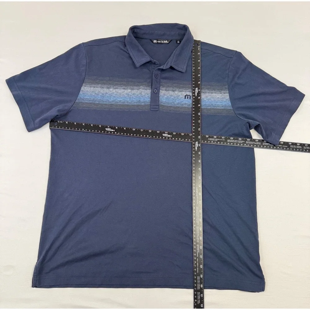 TravisMathew Mens XXL Polo Shirt Bundle 2 Pack Navy Blue Grey Striped Golf‎ Tops